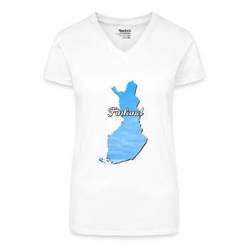 The map of Finland Suomi, blue color - Organic Women's V-Neck T-Shirt - white - Front
