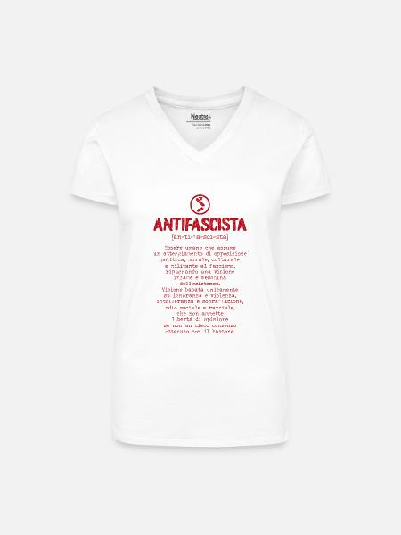 Antifaschistische Definition - Bio Frauen T-Shirt mit V-Ausschnitt - Weiß