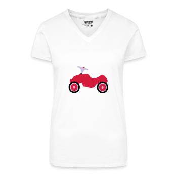 Toy car - Organic Women's V-Neck T-Shirt - white - Front