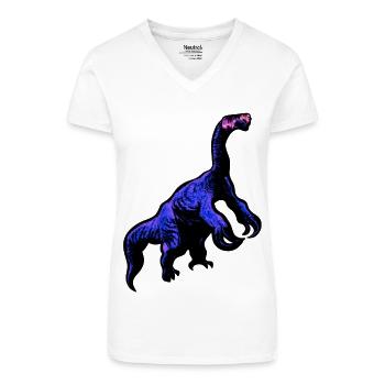 cooler Therizinosaurus - Bio Frauen T-Shirt mit V-Ausschnitt - Weiß - Vorne