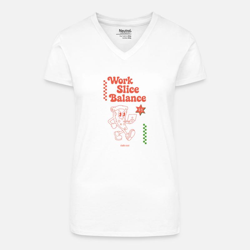 Work Slice Balance by studio scusi - Bio Frauen T-Shirt mit V-Ausschnitt - Weiß