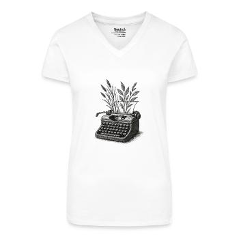 Lettres vivantes - T-shirt bio col V Femme - blanc - Devant