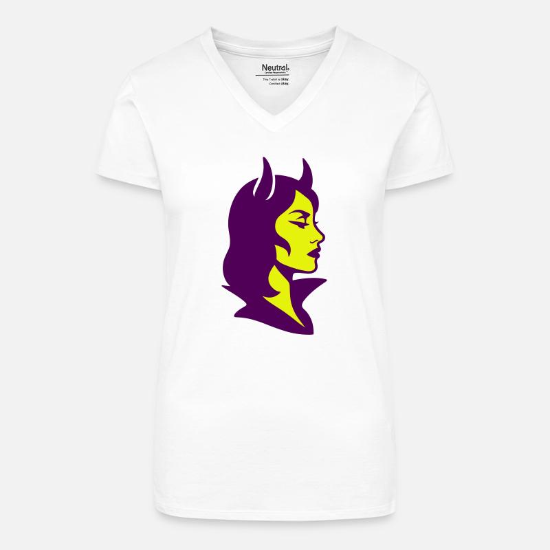 She Devil Pop Art - Bio Frauen T-Shirt mit V-Ausschnitt - Weiß