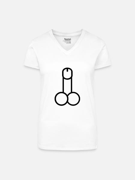 Penis - Bio Frauen T-Shirt mit V-Ausschnitt - Weiß