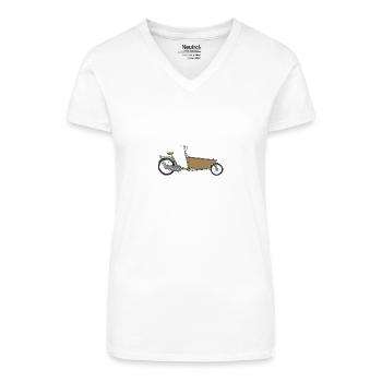 Le Bakfiets (pas de texte) - T-shirt bio col V Femme - blanc - Devant