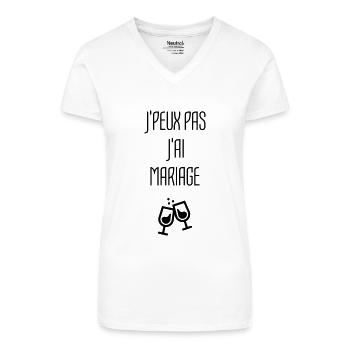 Mari Mariage Femme Marié Mariée Bague - Organic Women's V-Neck T-Shirt - white - Front