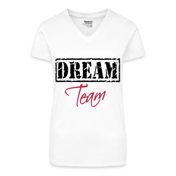 Dream Team - T-shirt bio col V Femme - blanc - Devant