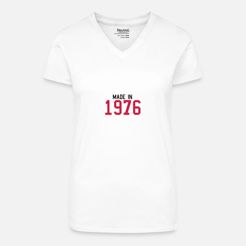 1976 - Bio Frauen T-Shirt mit V-Ausschnitt - Weiß