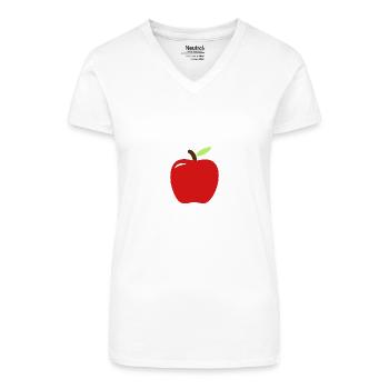 Apple - Organic Women's V-Neck T-Shirt - white - Front