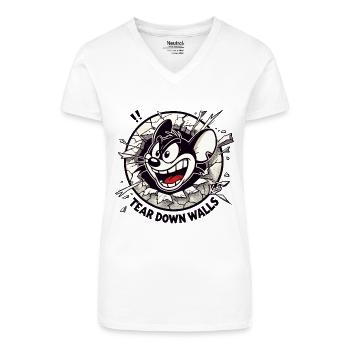 Intense and dynamic mouse wants to tear down walls - Organic Women's V-Neck T-Shirt - white - Front