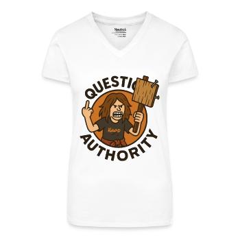 Figure en colère avec marteau et majeur - T-shirt bio col V Femme - blanc - Devant