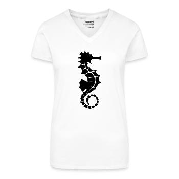 Seepferdchen Schattenfigur Logo für tropische - Bio Frauen T-Shirt mit V-Ausschnitt - Weiß - Vorne