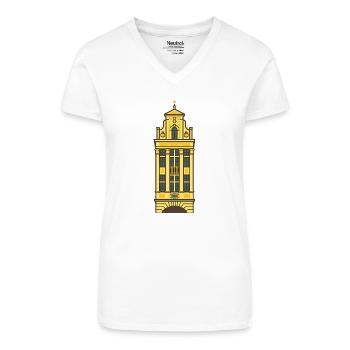 Grande Place II - Bio Frauen T-Shirt mit V-Ausschnitt - Weiß - Vorne