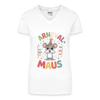 Karnevalsmaus Karneval Köln Kölner Karnevals Maus - Bio Frauen T-Shirt mit V-Ausschnitt - Weiß - Vorne