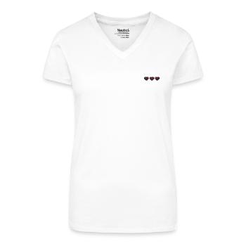 Trois vies - T-shirt bio col V Femme - blanc - Devant