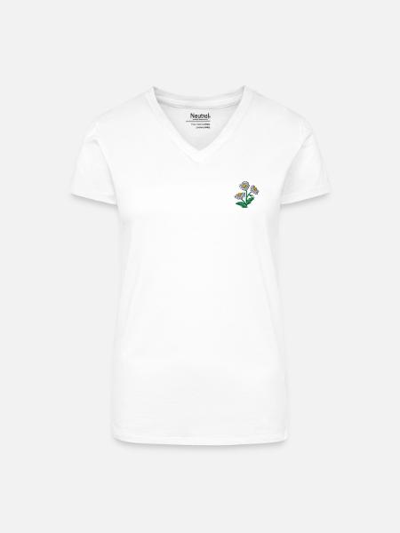 Pâquerette - T-shirt bio col V Femme - blanc