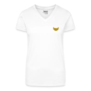Croissant bestickt - Bio Frauen T-Shirt mit V-Ausschnitt - Weiß - Vorne