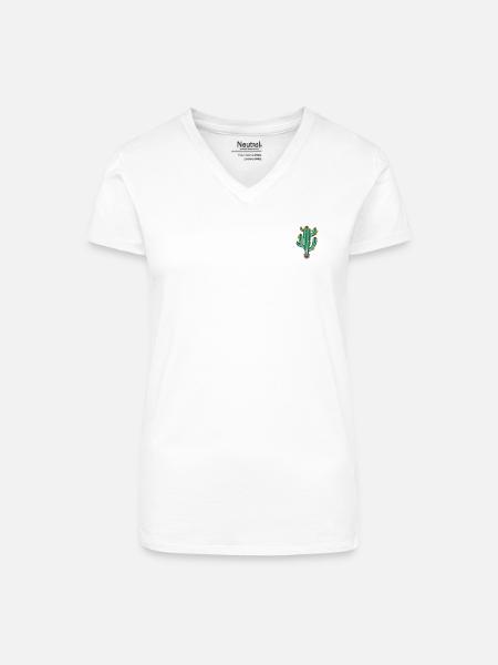 Kaktus 1 - Bio Frauen T-Shirt mit V-Ausschnitt - Weiß