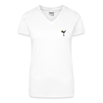 Cocktail embroidered - Organic Women's V-Neck T-Shirt - white - Front