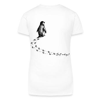 Pinguin But why Antarktis Berg Meme Backprint - Bio Frauen T-Shirt mit V-Ausschnitt - Weiß - Hinten