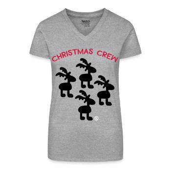Weihnachten - Bio Frauen T-Shirt mit V-Ausschnitt - Grau meliert - Vorne