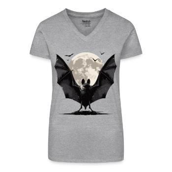 Chauve-souris Chauve-souris - T-shirt bio col V Femme - gris chiné - Devant