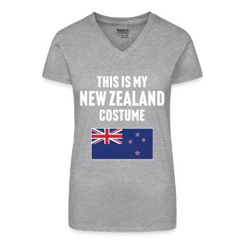 Das ist mein Neuseeland Kostüm - Bio Frauen T-Shirt mit V-Ausschnitt - Grau meliert - Vorne