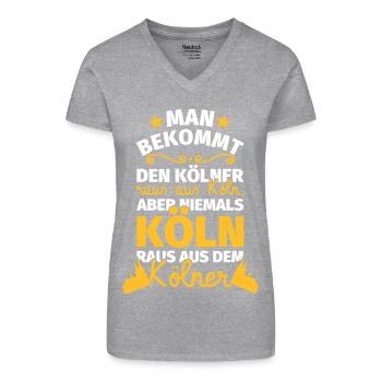 Köln lustige Sprüche Köln Geschenk Kölner - Bio Frauen T-Shirt mit V-Ausschnitt - Grau meliert - Vorne