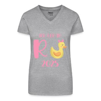 Ente Rente 2025 Pension Ruhestand Opa Oma Rentner - Bio Frauen T-Shirt mit V-Ausschnitt - Grau meliert - Vorne
