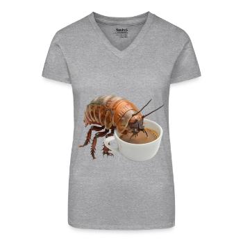 Assel Kaffee - Bio Frauen T-Shirt mit V-Ausschnitt - Grau meliert - Vorne