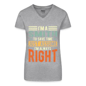 Schmied - Bio Frauen T-Shirt mit V-Ausschnitt - Grau meliert - Vorne