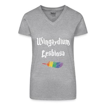 Gay Pride Queer Schwul Homosexualität - Bio Frauen T-Shirt mit V-Ausschnitt - Grau meliert - Vorne