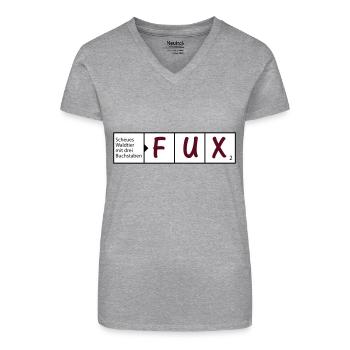 Fuchs Fux T-Shirt // Tier Rätsel // Humor - Bio Frauen T-Shirt mit V-Ausschnitt - Grau meliert - Vorne