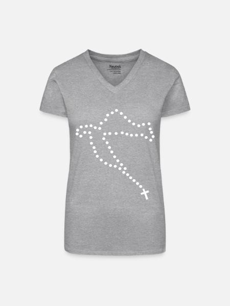 Kroatien Kette - Hrvatska krunica - Bio Frauen T-Shirt mit V-Ausschnitt - Grau meliert