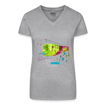 Berlin is like a colorful journey - Bio Frauen T-Shirt mit V-Ausschnitt - Grau meliert - Vorne