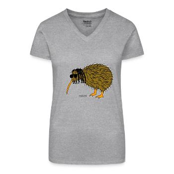 Kiwi Wonder - Bio Frauen T-Shirt mit V-Ausschnitt - Grau meliert - Vorne
