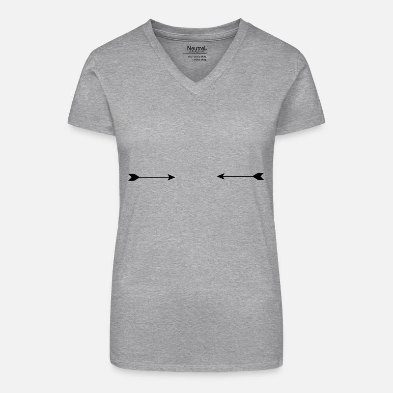 (zwei_pfeile_gegenuber) - Bio Frauen T-Shirt mit V-Ausschnitt - Grau meliert