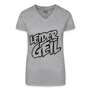 leider_geil - Bio Frauen T-Shirt mit V-Ausschnitt - Grau meliert - Vorne