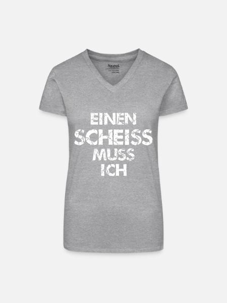 einen Scheiss muss ich - Bio Frauen T-Shirt mit V-Ausschnitt - Grau meliert