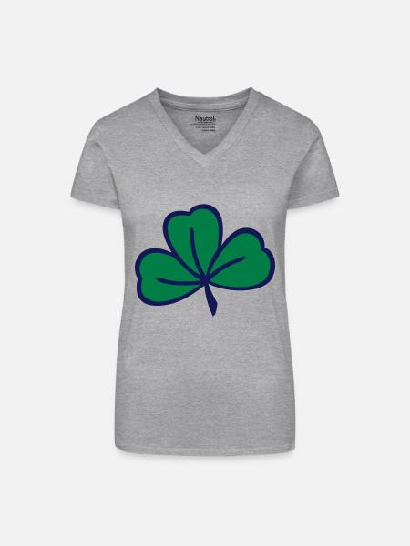 Kleeblatt Kleeblatt - Bio Frauen T-Shirt mit V-Ausschnitt - Grau meliert