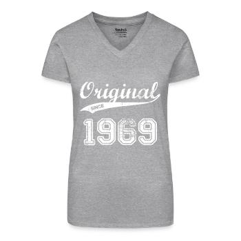 1969 - Bio Frauen T-Shirt mit V-Ausschnitt - Grau meliert - Vorne