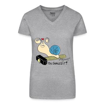 You snailed it! - Bio Frauen T-Shirt mit V-Ausschnitt - Grau meliert - Vorne