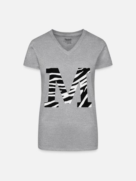 Buchstabe m zebra - Bio Frauen T-Shirt mit V-Ausschnitt - Grau meliert