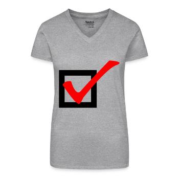 Abhaken - Bio Frauen T-Shirt mit V-Ausschnitt - Grau meliert - Vorne