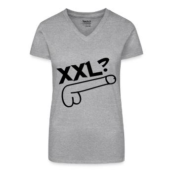 xxl dik - Bio vrouwen T-shirt met V-hals - grijs gemêleerd - Voor