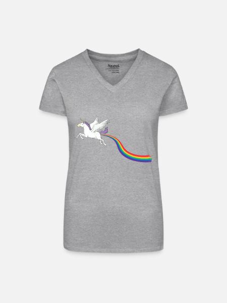 REGENBOGEN-ANTRIEB - Bio Frauen T-Shirt mit V-Ausschnitt - Grau meliert