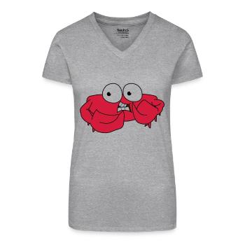 Krabbe - Bio Frauen T-Shirt mit V-Ausschnitt - Grau meliert - Vorne