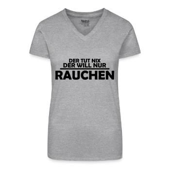 rauchen - Bio Frauen T-Shirt mit V-Ausschnitt - Grau meliert - Vorne