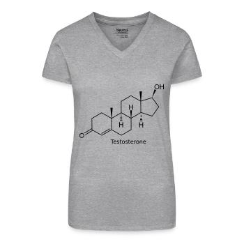 Testosterone - Bodybuilding, , Fitness - Bio Frauen T-Shirt mit V-Ausschnitt - Grau meliert - Vorne