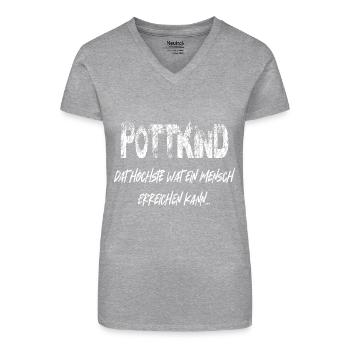 Ruhrpott Kind - Bio Frauen T-Shirt mit V-Ausschnitt - Grau meliert - Vorne